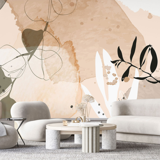 Panoramic Wallpaper - Wall Mural - Design Leaves