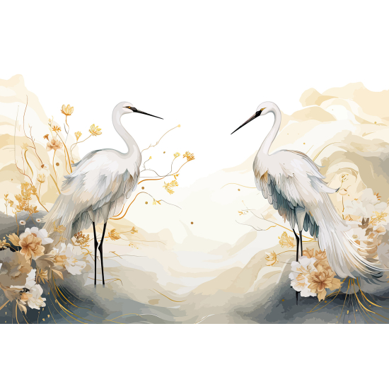 Panoramic Wallpaper - Wall Mural - Egrets Birds