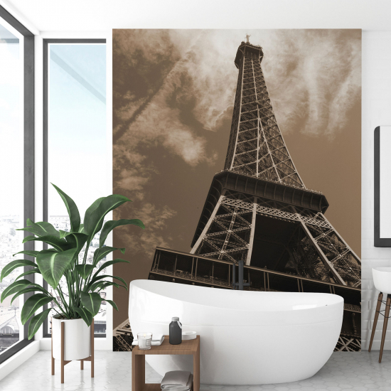 Panoramic Wallpaper - Wall Mural - Eiffel Tower Sepia