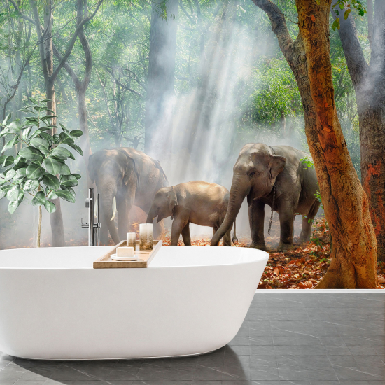 Panoramic Wallpaper - Wall Mural - Elephants