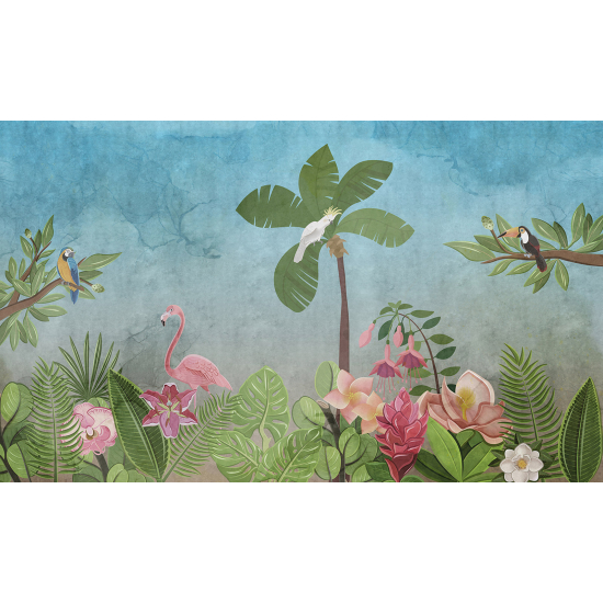 Panoramic Wallpaper - Wall Mural - Flamingo