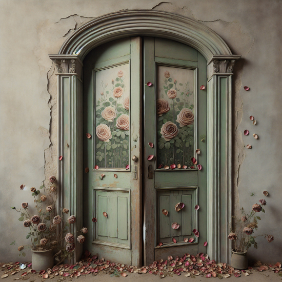 Panoramic Wallpaper - Wall Mural - Flower Door