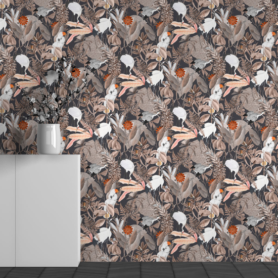 Panoramic Wallpaper - Wall Mural - Flower Pattern