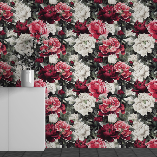 Panoramic Wallpaper - Wall Mural - Flower Pattern