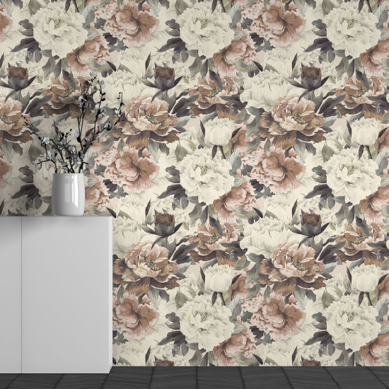 Panoramic Wallpaper - Wall Mural - Flower Pattern