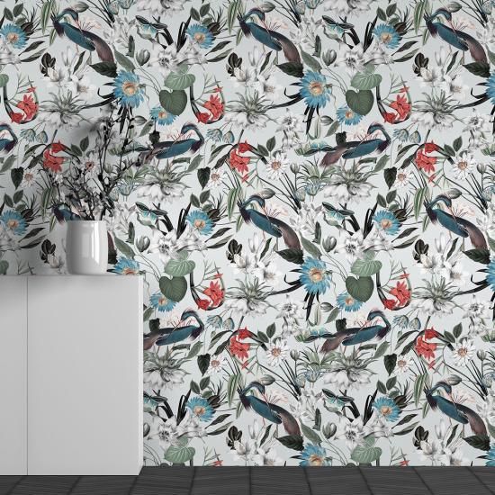 Panoramic Wallpaper - Wall Mural - Flower Pattern