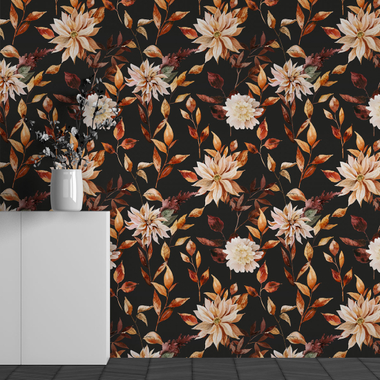 Panoramic Wallpaper - Wall Mural - Flower Pattern