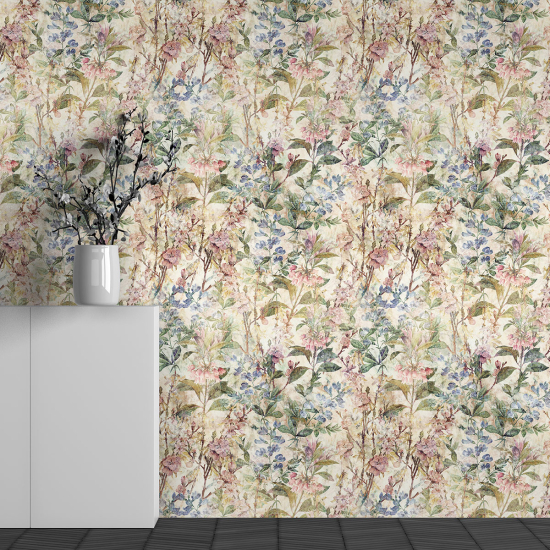 Panoramic Wallpaper - Wall Mural - Flower Pattern