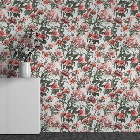 Panoramic Wallpaper - Wall Mural - Flower Pattern