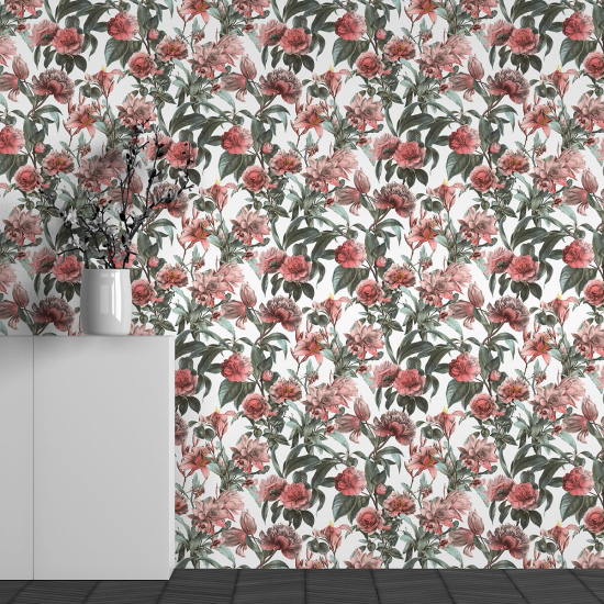 Panoramic Wallpaper - Wall Mural - Flower Pattern