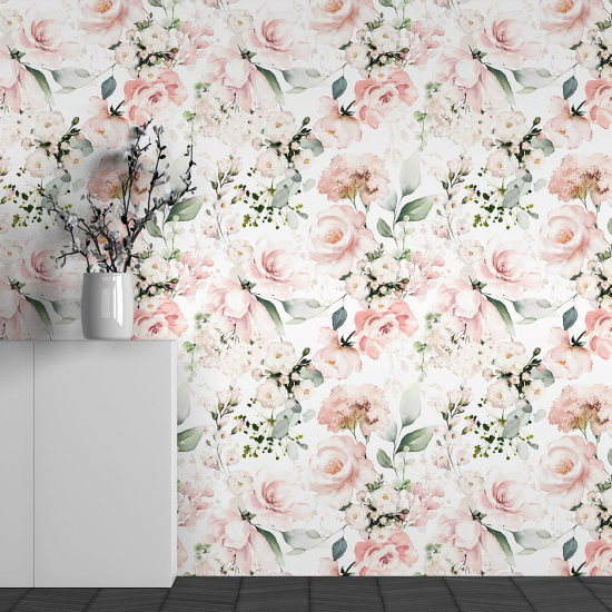 Panoramic Wallpaper - Wall Mural - Flower Pattern