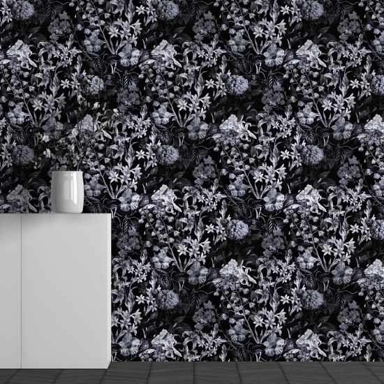 Panoramic Wallpaper - Wall Mural - Flower Pattern