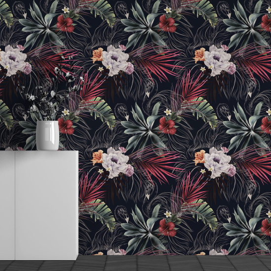 Panoramic Wallpaper - Wall Mural - Flower Pattern