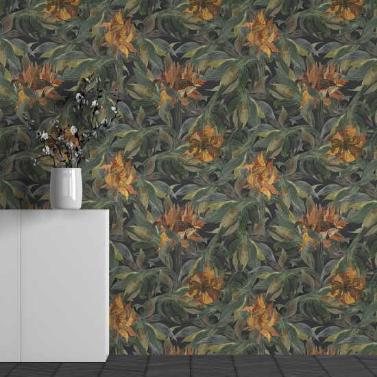 Panoramic Wallpaper - Wall Mural - Flower Pattern