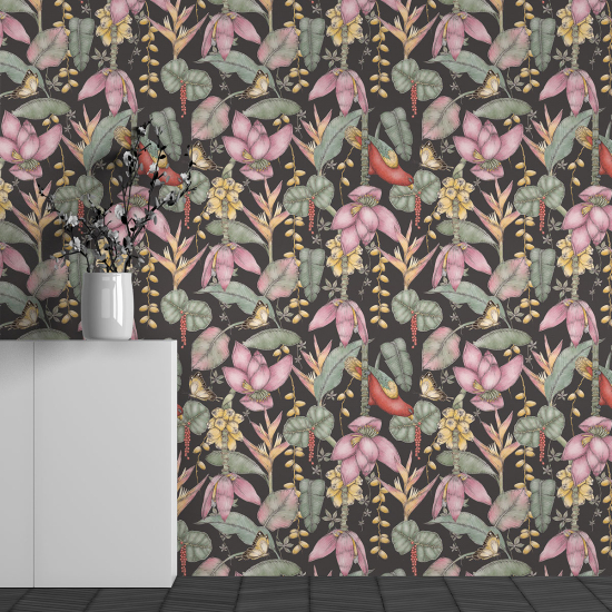 Panoramic Wallpaper - Wall Mural - Flower Pattern