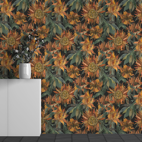 Panoramic Wallpaper - Wall Mural - Flower Pattern