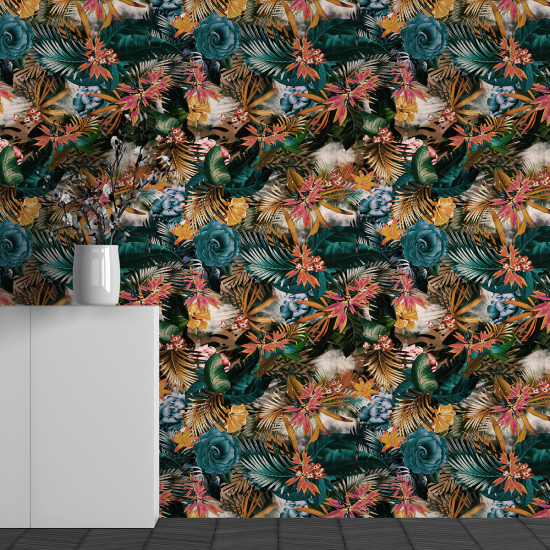 Panoramic Wallpaper - Wall Mural - Flower Pattern