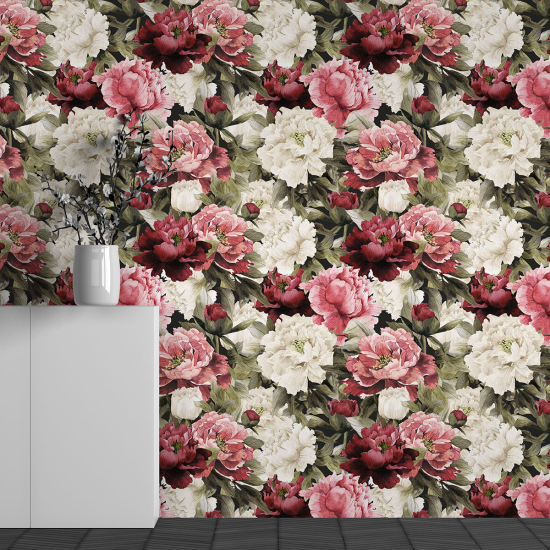 Panoramic Wallpaper - Wall Mural - Flower Pattern