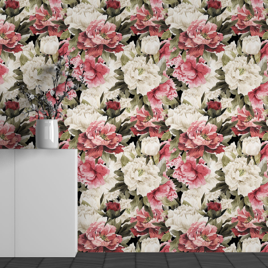 Panoramic Wallpaper - Wall Mural - Flower Pattern