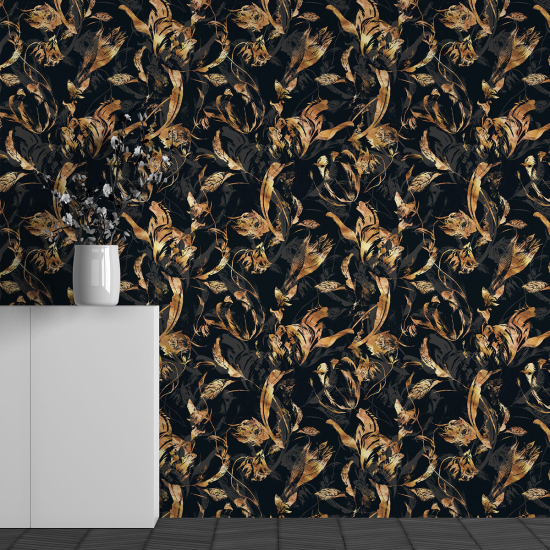 Panoramic Wallpaper - Wall Mural - Flower Pattern