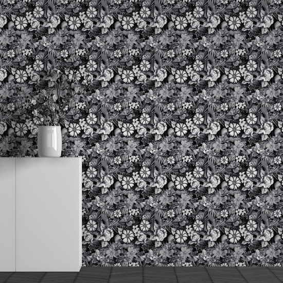 Panoramic Wallpaper - Wall Mural - Flower Pattern