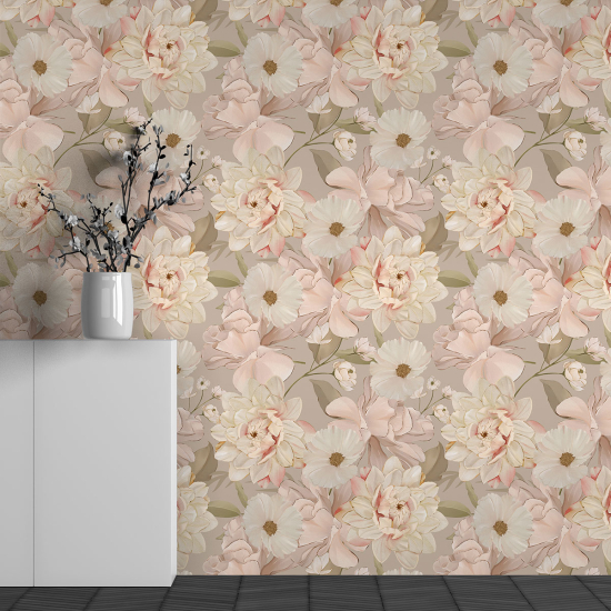 Panoramic Wallpaper - Wall Mural - Flower Pattern