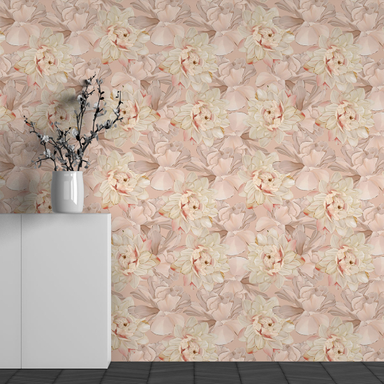 Panoramic Wallpaper - Wall Mural - Flower Pattern