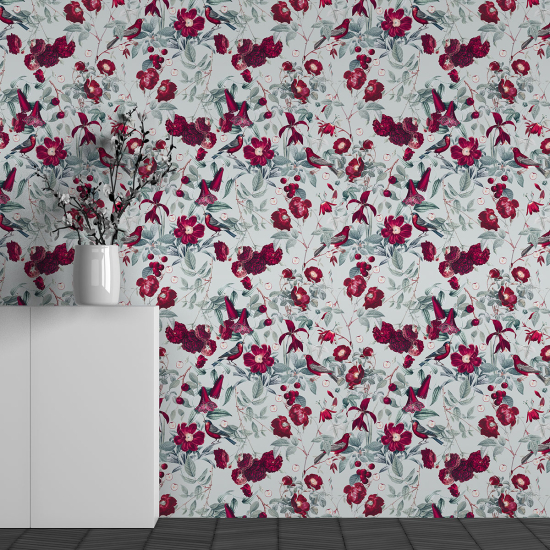 Panoramic Wallpaper - Wall Mural - Flower Pattern