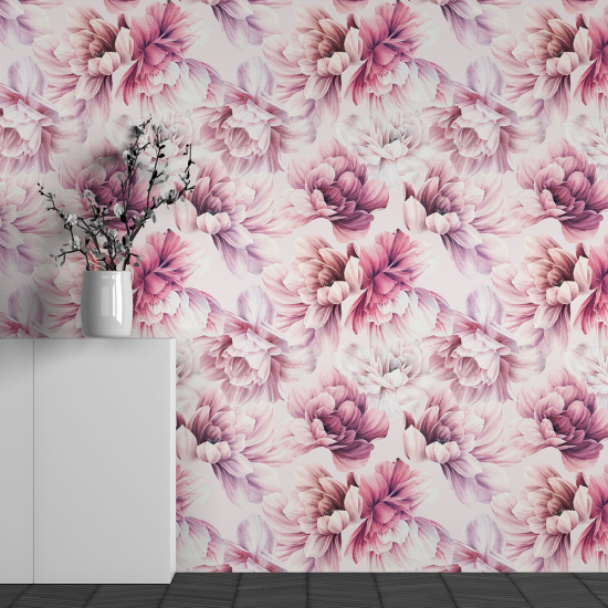 Panoramic Wallpaper - Wall Mural - Flower Pattern