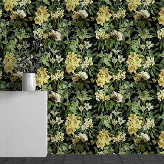 Panoramic Wallpaper - Wall Mural - Flower Pattern