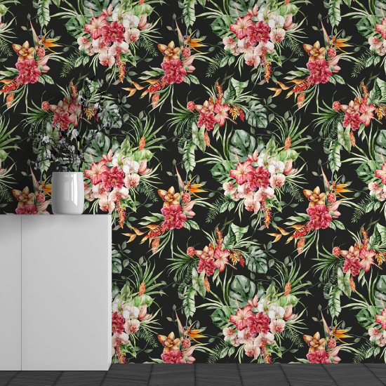 Panoramic Wallpaper - Wall Mural - Flower Pattern