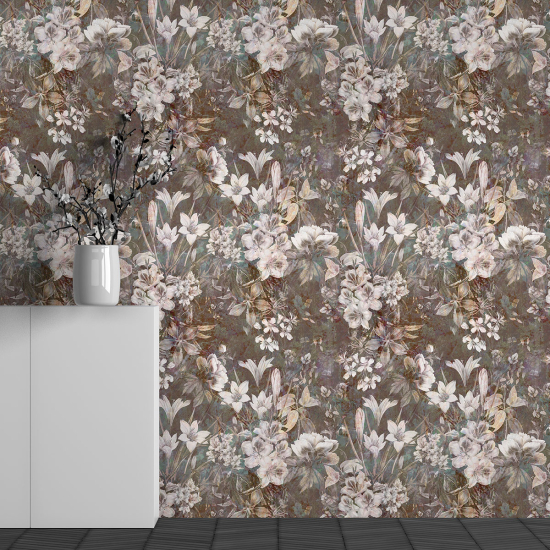 Panoramic Wallpaper - Wall Mural - Flower Pattern