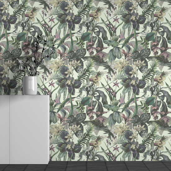 Panoramic Wallpaper - Wall Mural - Flower Pattern