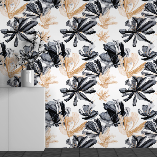 Panoramic Wallpaper - Wall Mural - Flower Pattern