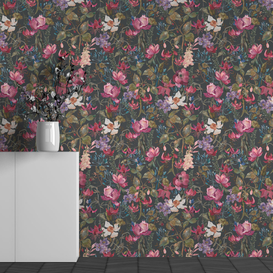 Panoramic Wallpaper - Wall Mural - Flower Pattern