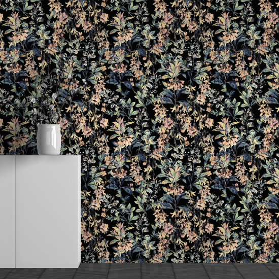 Panoramic Wallpaper - Wall Mural - Flower Pattern