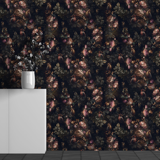 Panoramic Wallpaper - Wall Mural - Flower Pattern