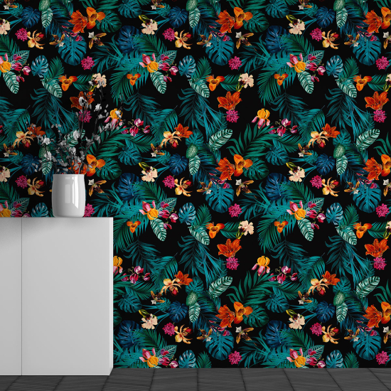 Panoramic Wallpaper - Wall Mural - Flower Pattern