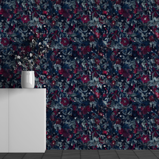 Panoramic Wallpaper - Wall Mural - Flower Pattern