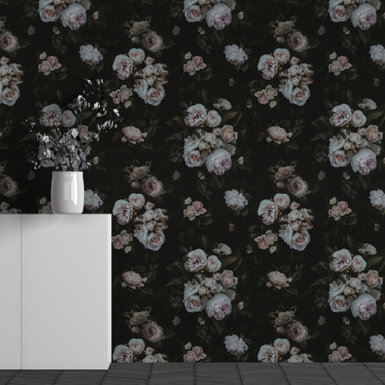 Panoramic Wallpaper - Wall Mural - Flower Pattern