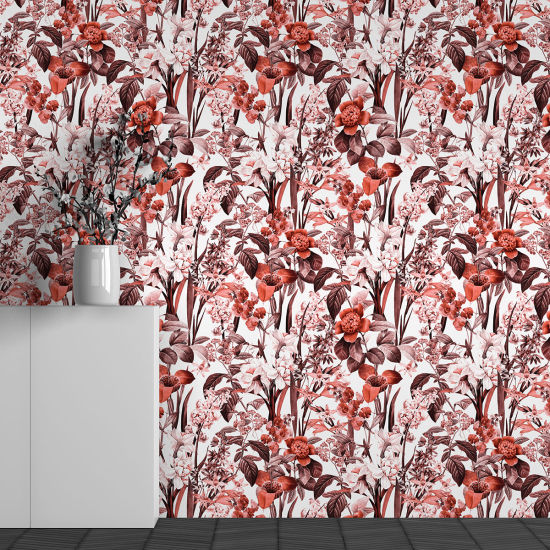 Panoramic Wallpaper - Wall Mural - Flower Pattern