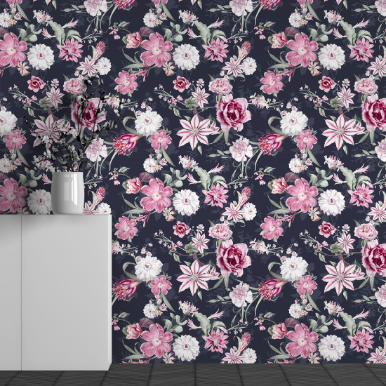 Panoramic Wallpaper - Wall Mural - Flower Pattern