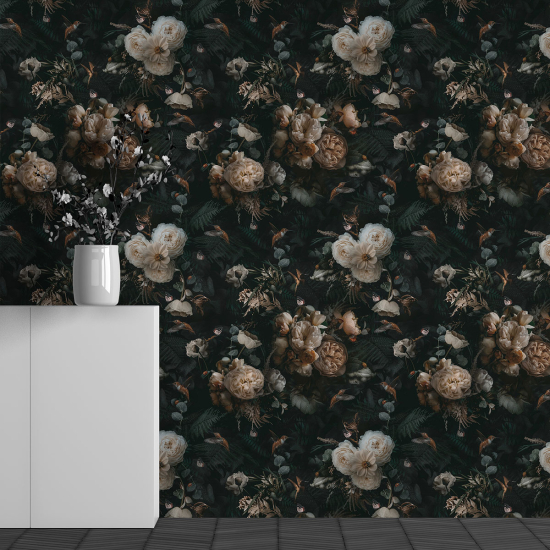 Panoramic Wallpaper - Wall Mural - Flower Pattern