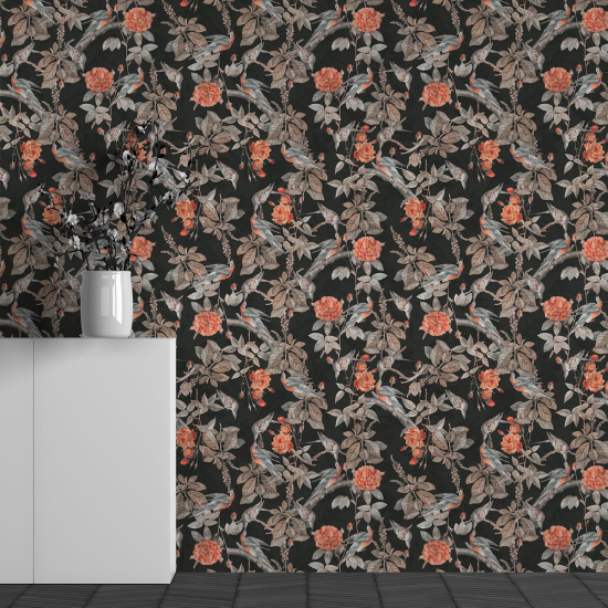 Panoramic Wallpaper - Wall Mural - Flower Pattern