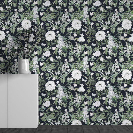 Panoramic Wallpaper - Wall Mural - Flower Pattern