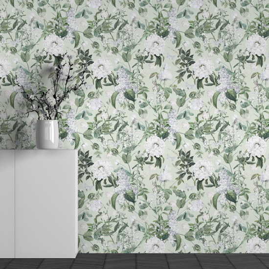 Panoramic Wallpaper - Wall Mural - Flower Pattern