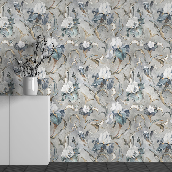 Panoramic Wallpaper - Wall Mural - Flower Pattern