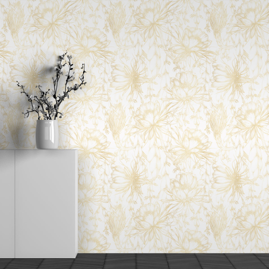 Panoramic Wallpaper - Wall Mural - Flower Pattern