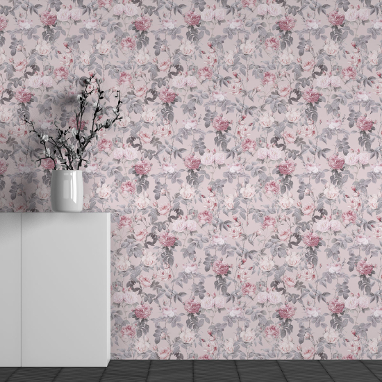 Panoramic Wallpaper - Wall Mural - Flower Pattern