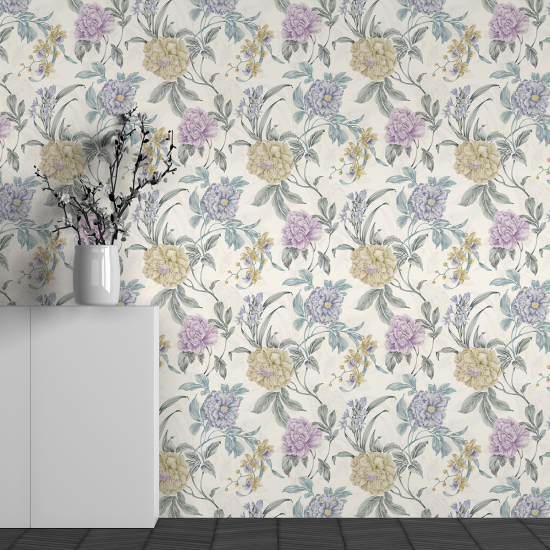 Panoramic Wallpaper - Wall Mural - Flower Pattern